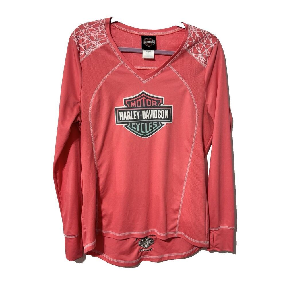 Harley-Davidson Women's Pink Long Sleeve Jersey Large Horny Toad Temple‎ Tx